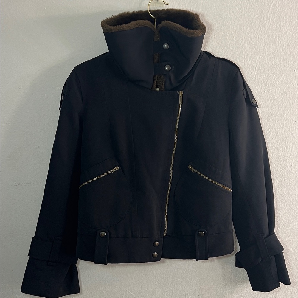 French Connection Black Structured Jacket with Br… - image 1